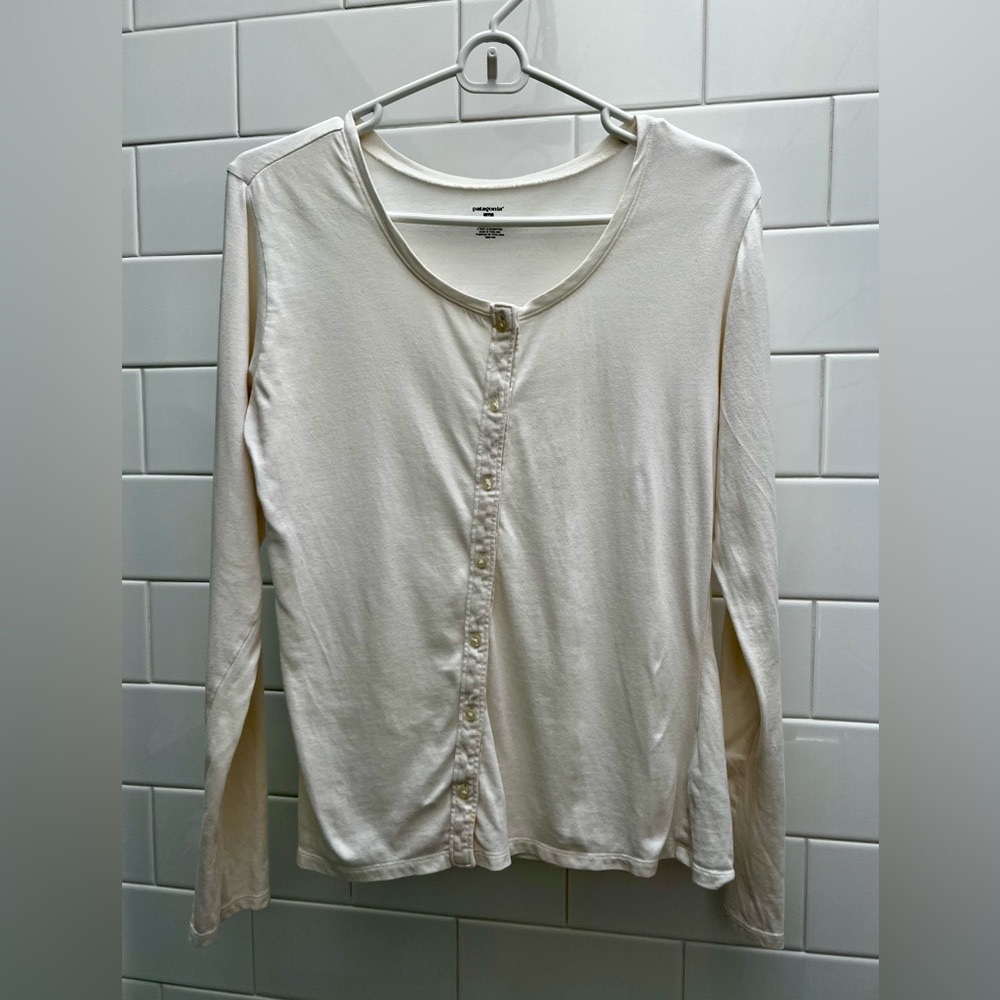 Patagonia Organic Cotton Tencel Lt Weight Button Down Long Sleeve Cardigan SZ-M